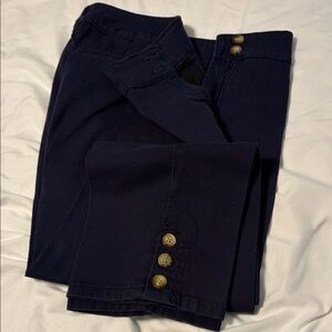 Charter Club Navy Ankle Pants with Button Detail